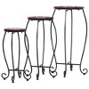 vidaXL Set of 3 Mosaic Garden Tables - Iron Tube with Ceramic Tile Top - Terracotta and White - 3 of 4
