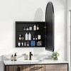24 x 35 Inch Black Wooden Rounded Arched Mirror Cabinet Bathroom Vanity Mirror with Adjustable Shelves - 3 of 4