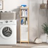 Tangkula Bathroom Floor Cabinet Narrow Freestanding Storage Cabinet with Door Shelves and Adjustable Shelf Linen Tower Stand Cabinet - 4 of 4