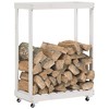 vidaXL Log Holder with Wheels White 30.1 in.x15.7 in.x42.5 in. Solid Wood Pine - 3 of 4
