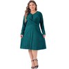 Agnes Orinda Women's Plus Size Long Sleeve Elegant Knitted Criss Cross V Neck Sweater Midi Dress - 3 of 4
