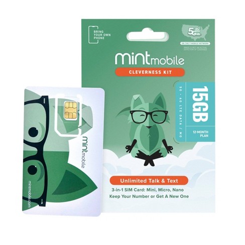 Mint Mobile 12 Month 15gb/mo Plan Sim Kit : Target