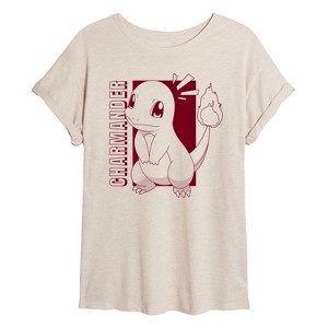 Women's - Pokémon - Charmander Halftone Oversized Graphic T-Shirt - 1 of 4