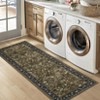 2 x 6 ft Polyester Black Rectangular Hallway Bathroom Entryway Kitchen Office Foldable Flower Printed Modern Washable Area Rug - 4 of 4