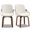 Beautyolove Modern Swivel Upholstered Faux Leather Solid Wood Dining Chairs (Set of 2) - 3 of 4