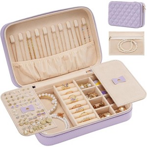 Portable Travel Jewelry Case with Mirror and Clear Storage Compartments - 1 of 4