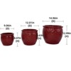 VisioGear 3PCS Ceramic Flowerpot, Modern Planter for Patio, Garden, Windowsill, Bean Paste Red, 15"*15"*13" - 3 of 4