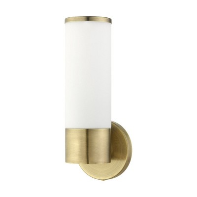 Antique Brass Lindale Dimmable Wall Sconce with Satin Opal White Glass
