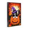 Stupell Industries Cat Peeking from Jack-o-Lantern Framed Giclee Art, Black, 16" x 24" - 2 of 4