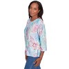 Alfred Dunner Womens Butterfly Crewneck Three Quarter Sleeves Top - 4 of 4