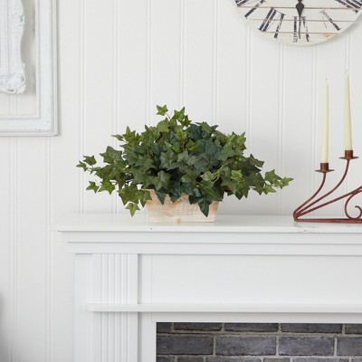 Classic Americana Silk Ivy in Whitewash Planter, 21" Tabletop Arrangement