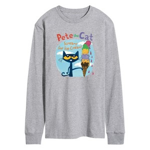 Men's - Pete the Cat - Screams For Ice Cream Long Sleeve Graphic T-Shirt - 1 of 4
