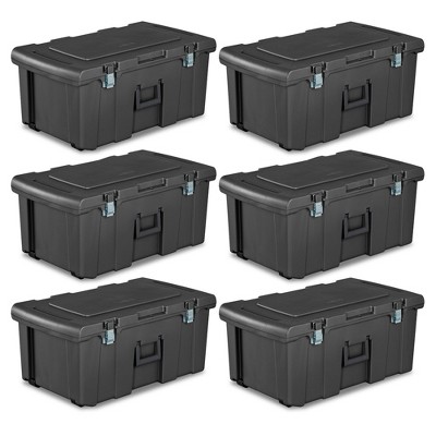 Tough Box 20GTBXBLKYW 20-Gallon Plastic Footlocker Storage Tote