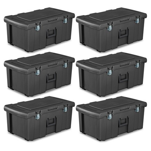 Sterilite Heavy Duty 16 Gallon Portable Plastic Footlocker Storage  Container with Handles and Wheels for Dorms and Apartments, Flat Gray (6  Pack)