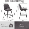 Beautyolove 26 in. Grey Metal Frame Counter Height Bar Stool Swivel Counter Stool with Faux Leather Seat (Set of 2) - 4 of 4