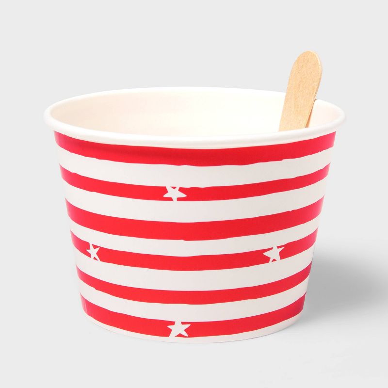 10ct Treat Cups with Wooden Spoons Americana Red Stripes - Sun Squad&#8482;, 3 of 4