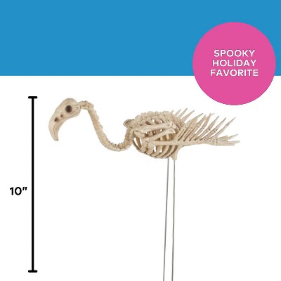 Off-White 29" Plastic Flamingo Skeleton Yard Decor