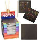 Bright Creations 300 Pack Rainbow Art Scratch Off Desk Notes with 2 Wood Styluses Sticks, Arts & Crafts Gift Activity, 3.5 in