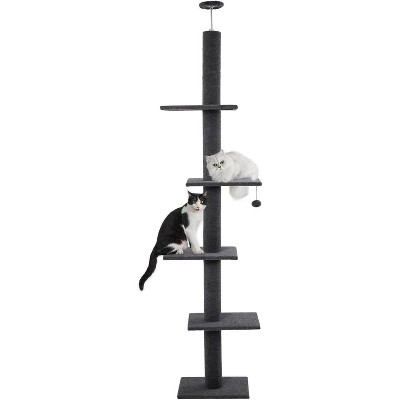 Cat Tree Floor to Ceiling Cat Tower with Adjustable Height (98-110 Inches), 5-Tier Carpet Cat Climbing Tower Tall Cat Trees