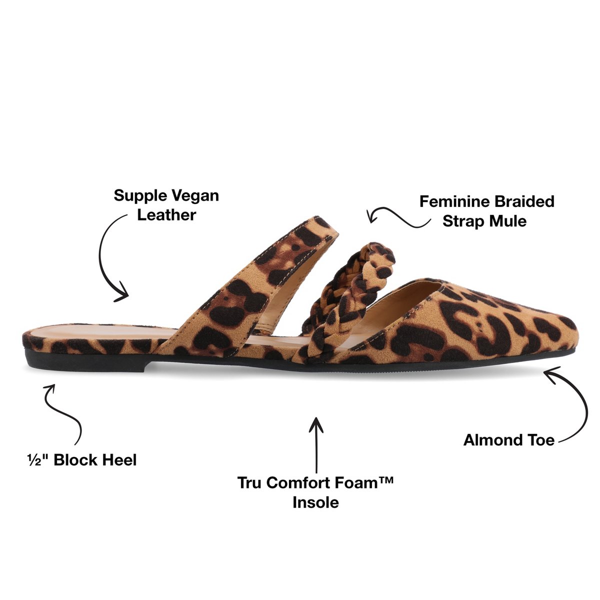 Женские сабо Journee Collection Narrow Width Women's Olivea Mule Leopard 8.5NW — фото 8