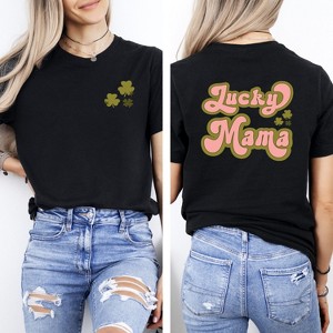 Simply Sage Market Women's Lucky Mama Retro Clovers Front and Back Short Sleeve Graphic Tee - 1 of 4