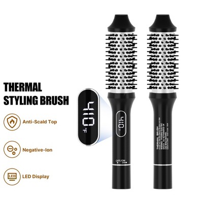 NICEBAY Heated Thermal Brush, Electric Curling Brush & Round Brush Styler with Anti-Scald Nylon Bristles for Smoothing, Volumizing & Curling Hair