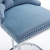 Gulches Modern Velvet Counter Height Bar Stools Set of 2 - 26" Kitchen Island Chairs, Light Blue, Button Back & Rivet Trim - 4 of 4