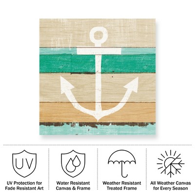 Beachscape Anchor Green Outdoor Canvas Wall Art with Wood Frame