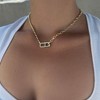 Adornia 14k Gold Plated Mixed Chain CZ Sideways Pendant Necklace - 2 of 4