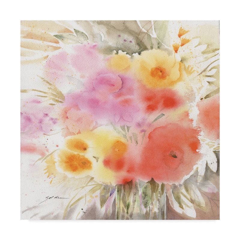 18&#34; x 18&#34; Spring Flowers Square by Sheila Golden - Trademark Fine Art: Gallery-Wrapped, Giclee Canvas, Modern Botanical Art, Made in USA, 1 of 6