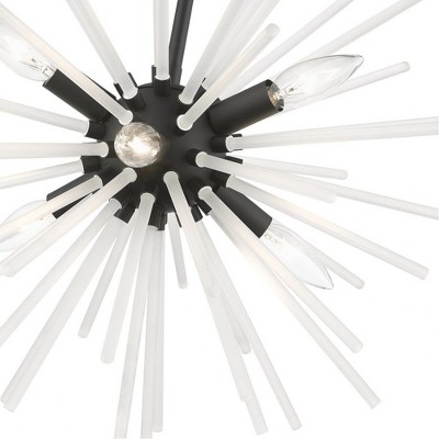 Uptown Black Sputnik 6-Light Chandelier with Acid Etched Rods