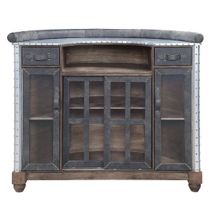 Rahma 55" Wine Racks Antique Black Top Grain Leather and Aluminum - Acme Furniture - 1 of 4