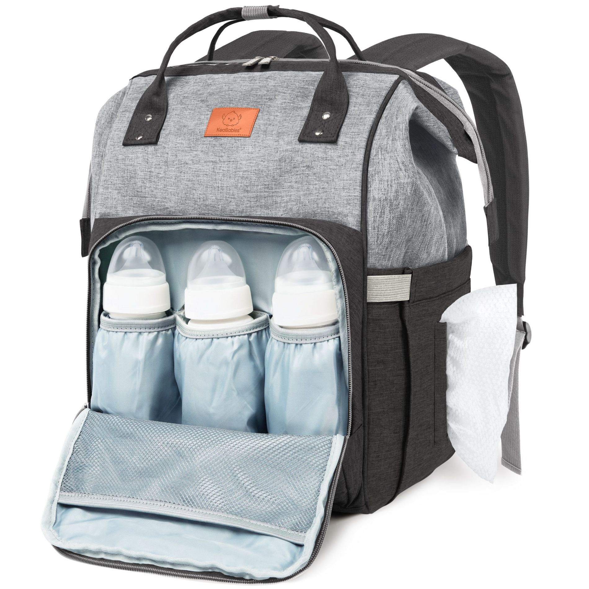 KeaBabies Original Diaper Bag Backpack, Multi Functional, Water-resistant, Large Baby Bags for Girls, Boys (Graphite)