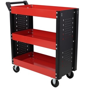 Racxily 3 Tier Rolling Tool Cart on Wheels, Heavy Duty Utility Tool Cart with Pegboard for Repair Shop, Garage, Warehouse - 1 of 4