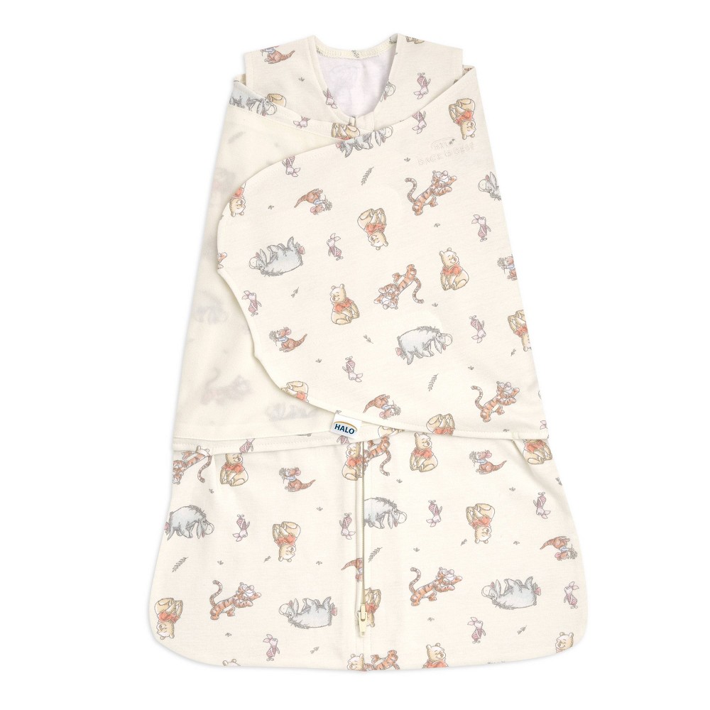 Photos - Other Textiles HALO Sleepsack 100 Cotton Swaddle Wrap Disney Baby Collection - Winnie Frolic S: Infant, Sleeveless, Front Full Length Zippe