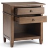 Vynxaria Transitional 2-Drawer Bedside Table - Rustic Natural Aged Brown, 16"D x 24"W x 26"H, Solid Wood, Antique Bronze Handles - 2 of 4