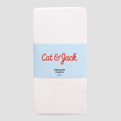 Girls' High Waisted Tights - Cat & Jack™ Cream 4-6X