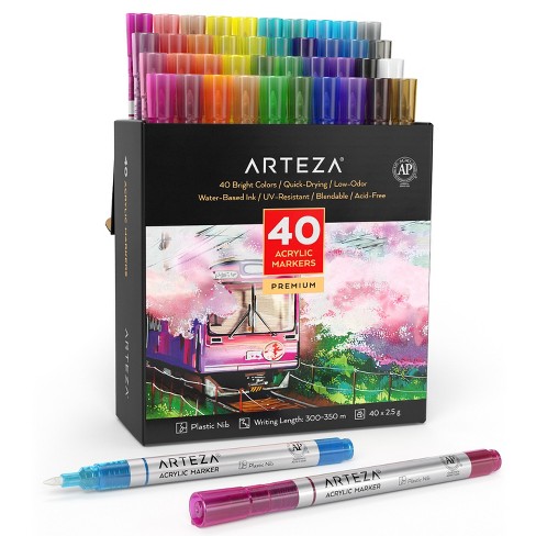 Permanent Markers, Earth Tones, Fine & Brush Tip - Set of 40 | Arteza