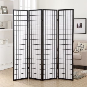 Sevobal Partitions And Room Dividers 4 Panel Oriental Screen Room Divider, Room Dividers And Folding Privacy Screens, Black, 4"*18"*71" - 1 of 4