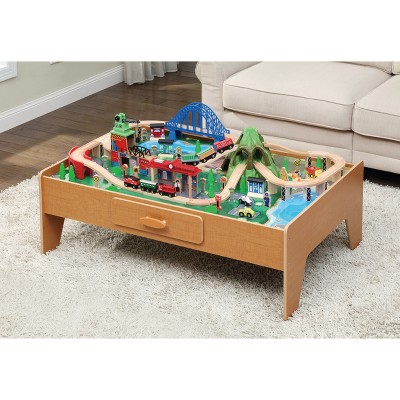 wooden train set tables