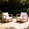 Solid Acacia Wood Outdoor Club Chair with White Cushions, Wide Seat Patio Armchair for Porch or Balcony-Baofuwish - 2 of 4