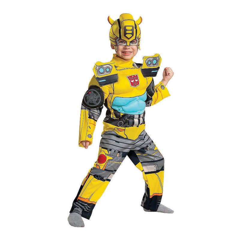 Boys' Transformers Bumblebee Muscle Jumpsuit Costume - 3T-4T - Yellow, 1 of 2