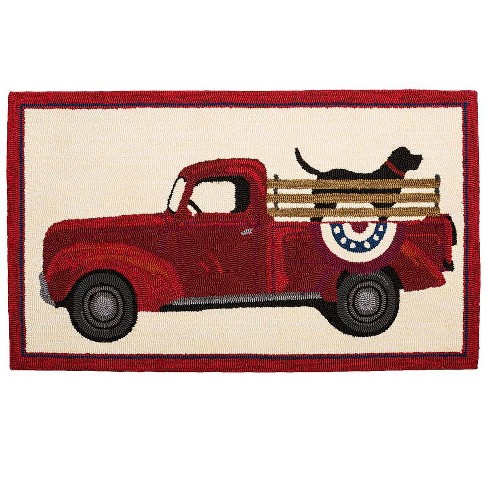 Plow & Hearth Hand-Hooked Wool Dogs Stay Accent Rug