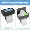 Toilet Paper Holder with Shelf, Flushable Wipes Dispenser, Matte Black Stainless Steel Wall Mount Organizer - 3 of 4
