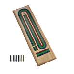 WE Games Classic Cribbage Set - Solid Wood TriColor Continuous 3 Track Board with Metal Pegs