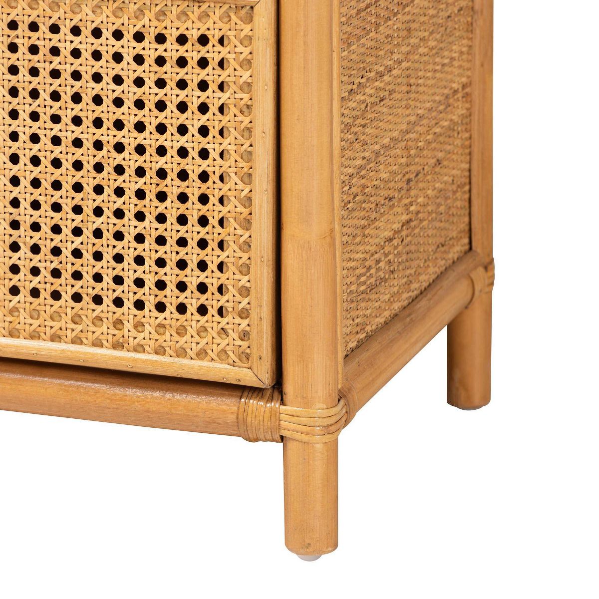bali & pari 67.7" Curacao Rattan 2 Drawer Bookcase Light honey: Plywood Frame, 3-Tier, No Assembly Required - thumbnail 7