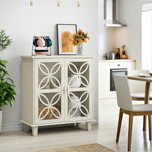 GDFStudio Zuri 31.5" Modern Sideboard Buffet Storage Cabinet with 2 Tempered Glass Doors - 1 of 4