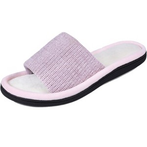 ROXONI Women's Soft Open Toe Slide Slippers, Indoor Outdoor Rubber Sole - 1 of 4