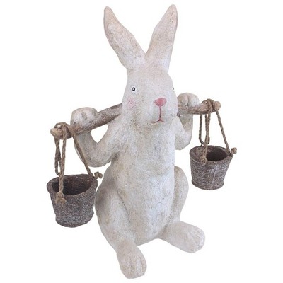 Ezekiel Rabbit Resin Spring Bunny Statue with Removable Buckets