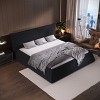 Upholstered Bed Frame King Platform Bed Best Bed Frames with Special Shaped Velvet Headboard,Metal and Solid Wood Frame-Cuddlewood - image 2 of 4